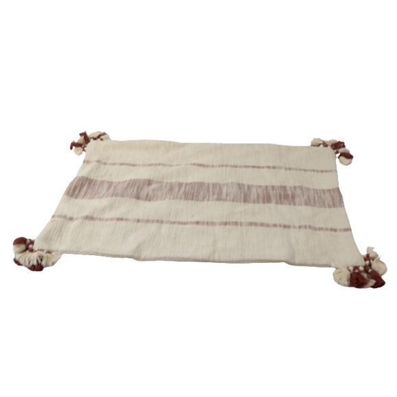 Throw Pillow Covers Maroon & White Stripes Hand-Woven Rectangular Waist - Picture 1 of 5